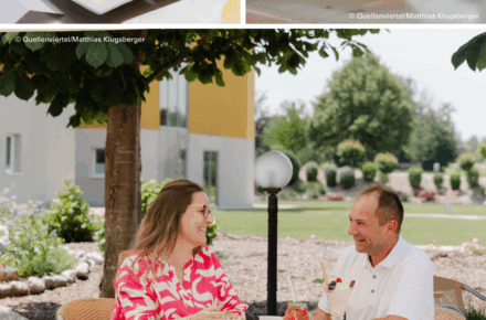 Für alle offen: Gastgarten und Café des Rehazentrums Aspach
