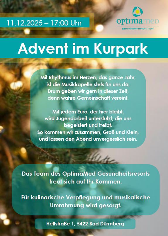 Gesundheitsresort St. Josef lädt zum Advent im Kurpark ein